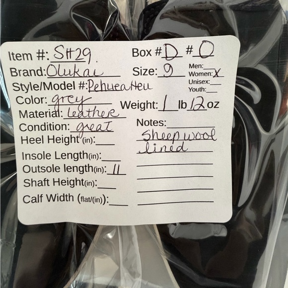 Olukai Pehuea Hulu Grey Leather Shearling Slip On Sneakers Womens 9 Warm Cozy - Picture 7 of 7